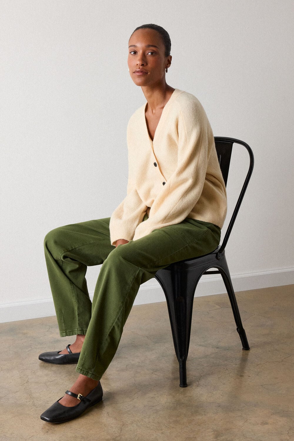 Khaki Full Length Cotton Trouser