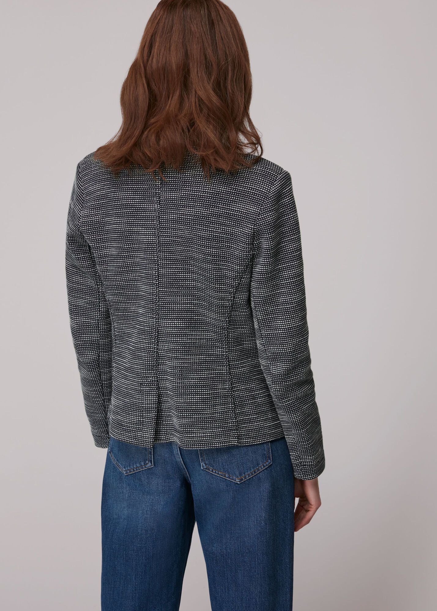 Navy/Multi Tweed Slim Jersey Jacket WHISTLES