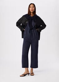 Grid Print Sleeveless Jumpsuit