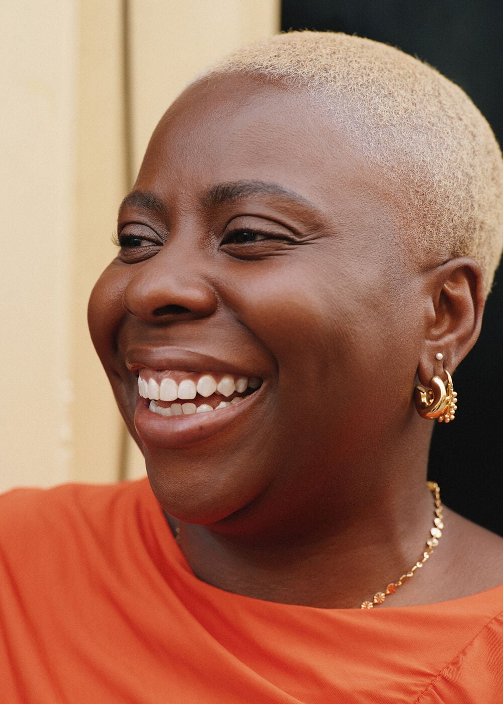 Gold Seed Bead Oval Earring