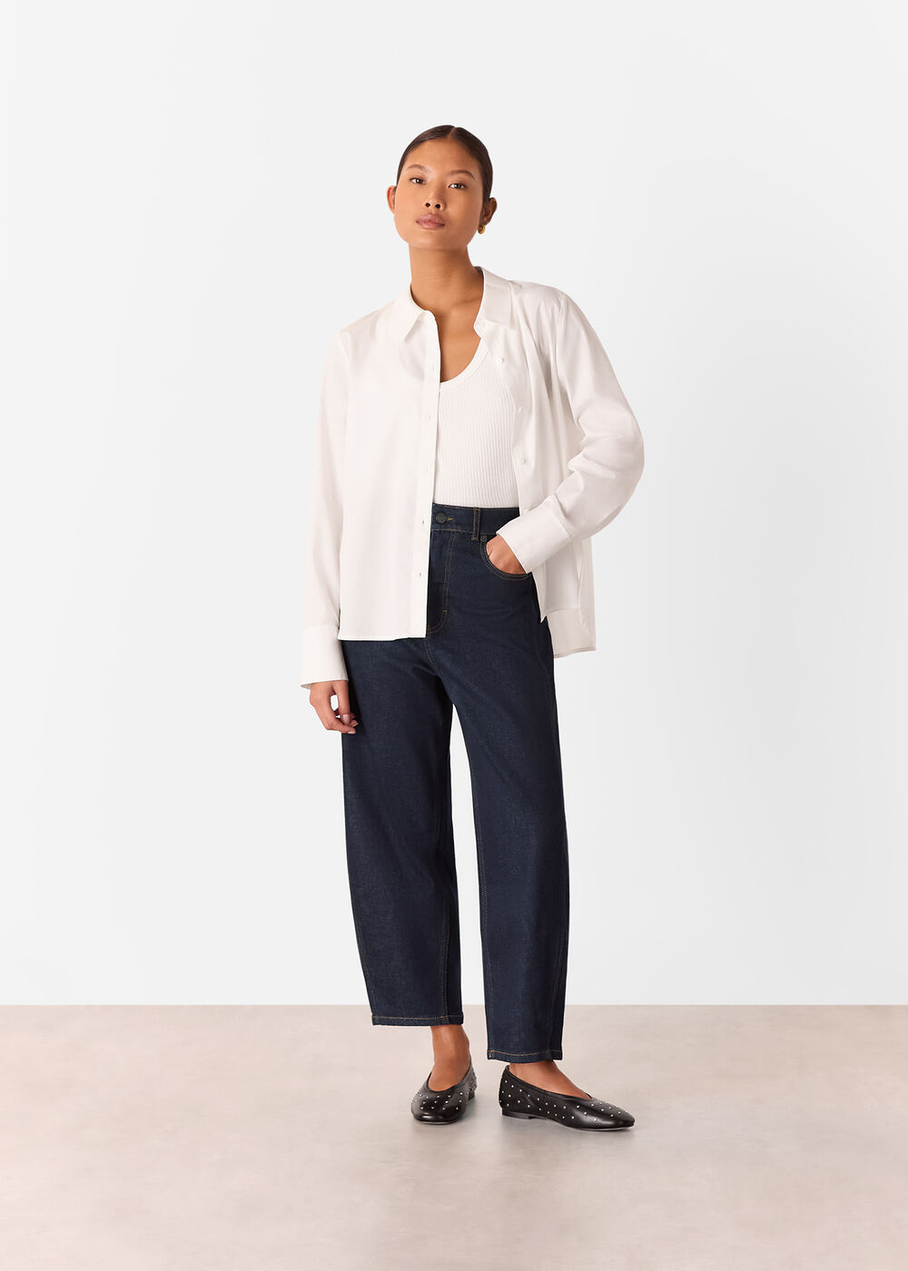 Petite Stretch Barrel Leg Jean
