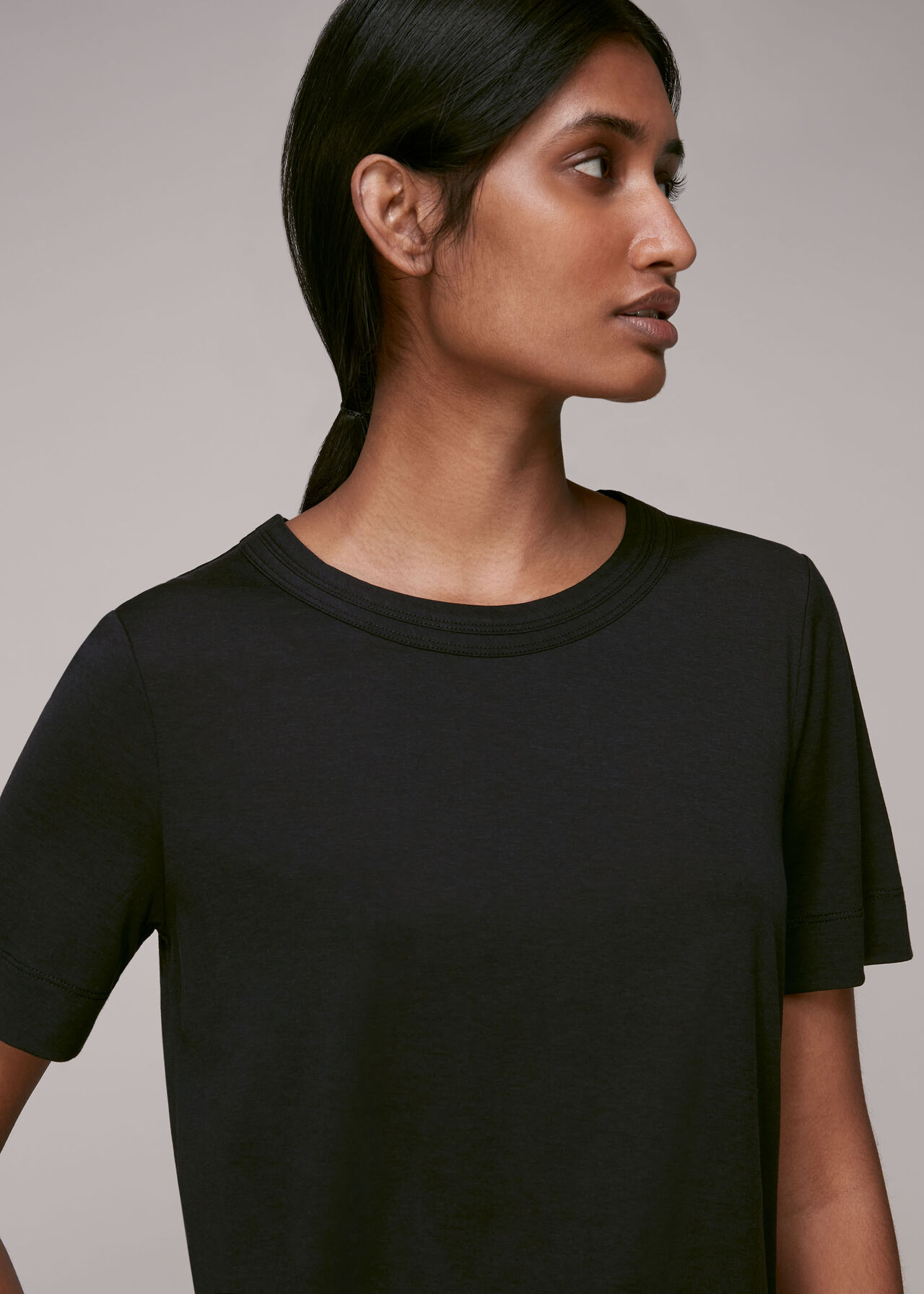 Rosa Double Trim T Shirt Black