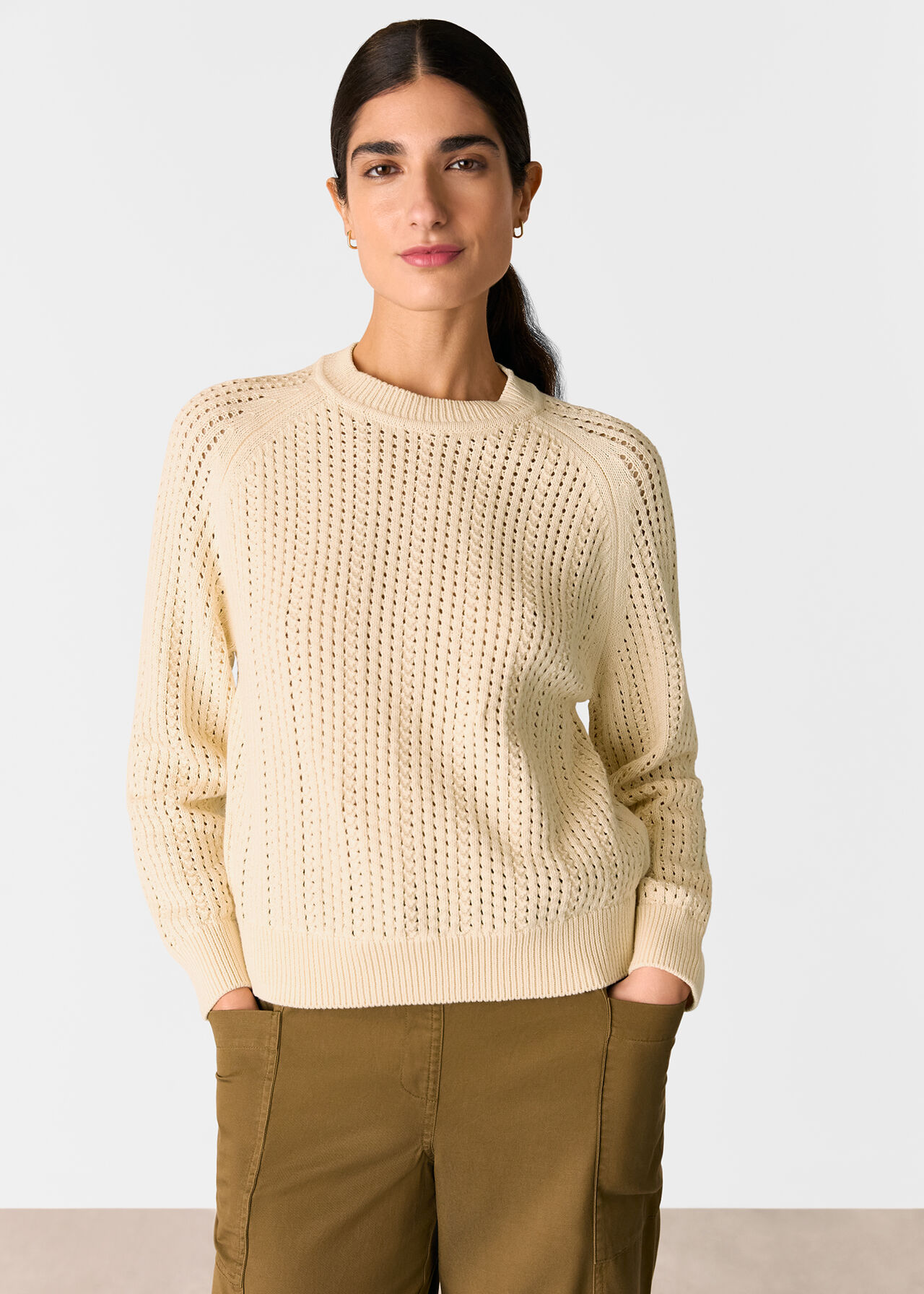 Pointelle Crew Neck Knit
