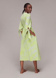 Gingham Check Shirred Dress