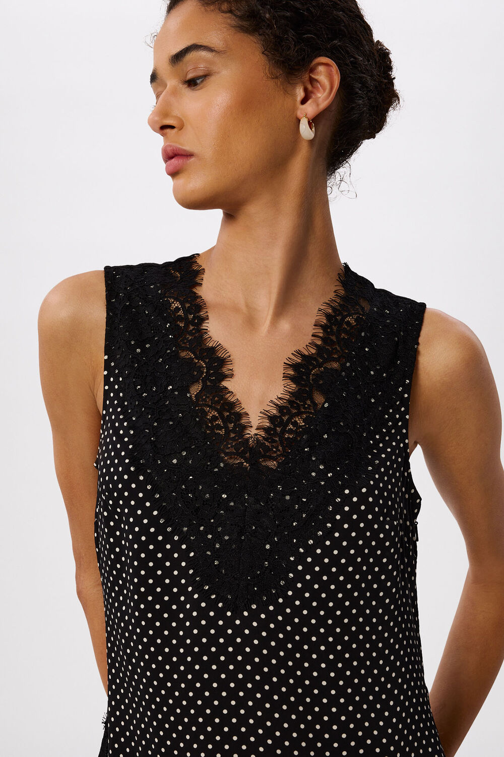 Mini Spot Lace Trim Top
