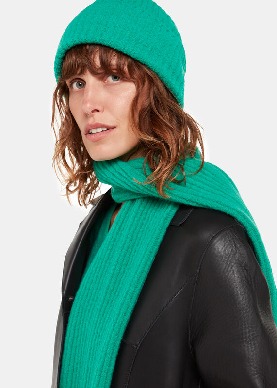 Green Wool Mix Rib Beanie