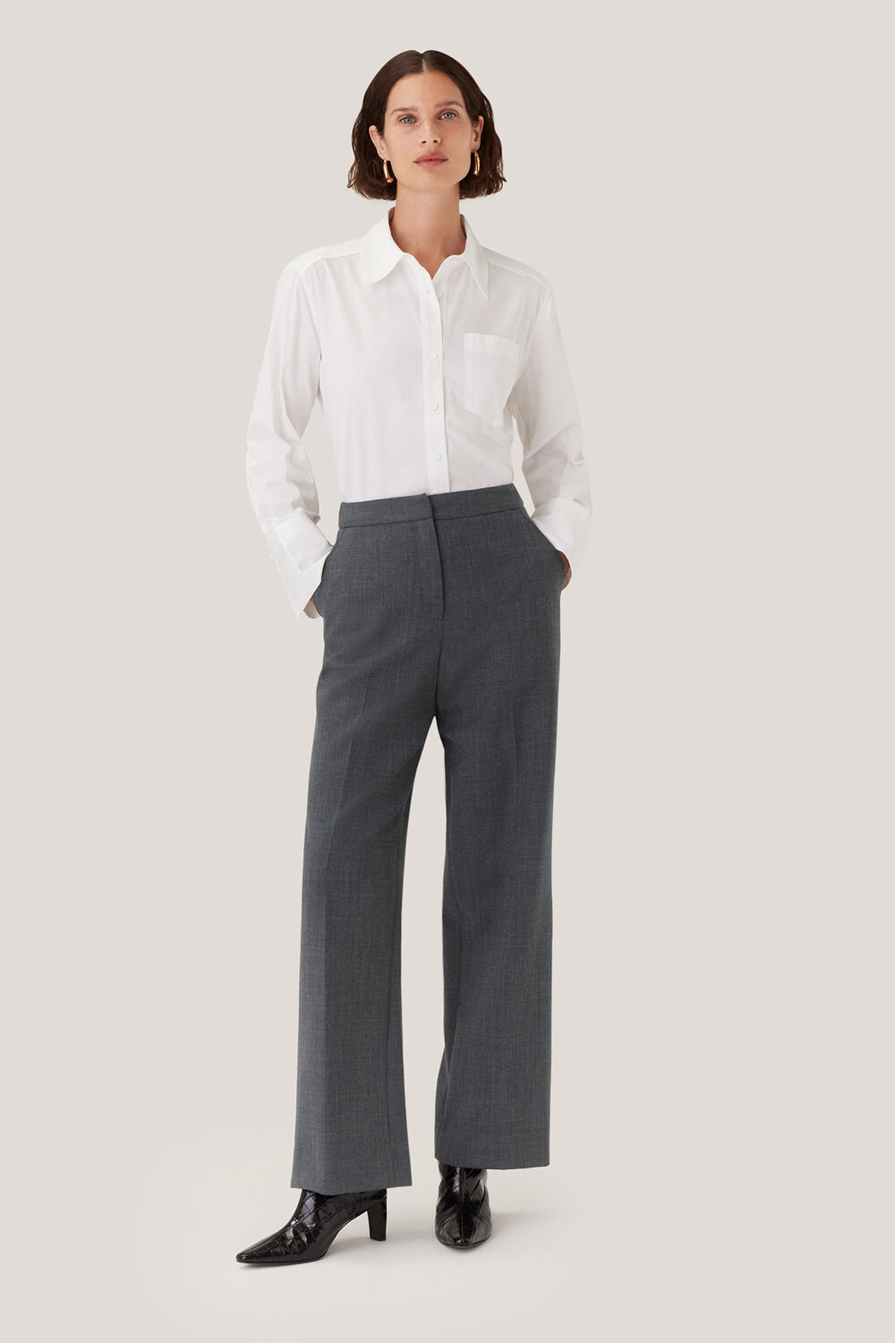 Grey Marl Natalie Wool Blend Pants&nbsp;