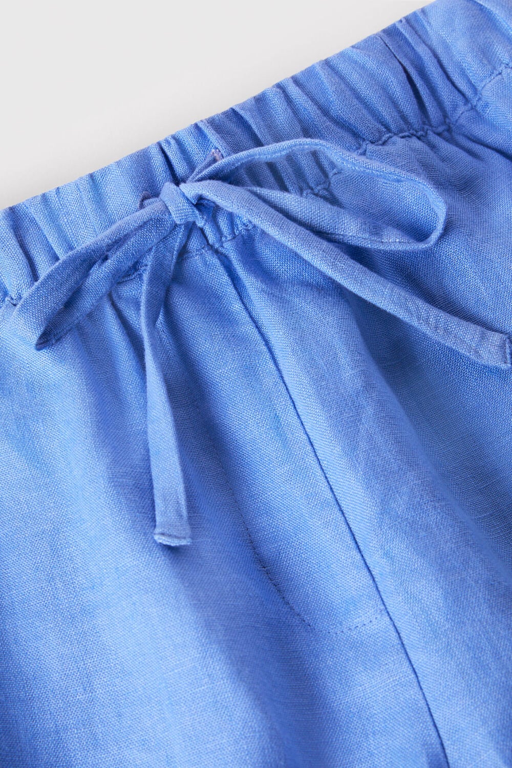 Blue Linen Elasticated Short