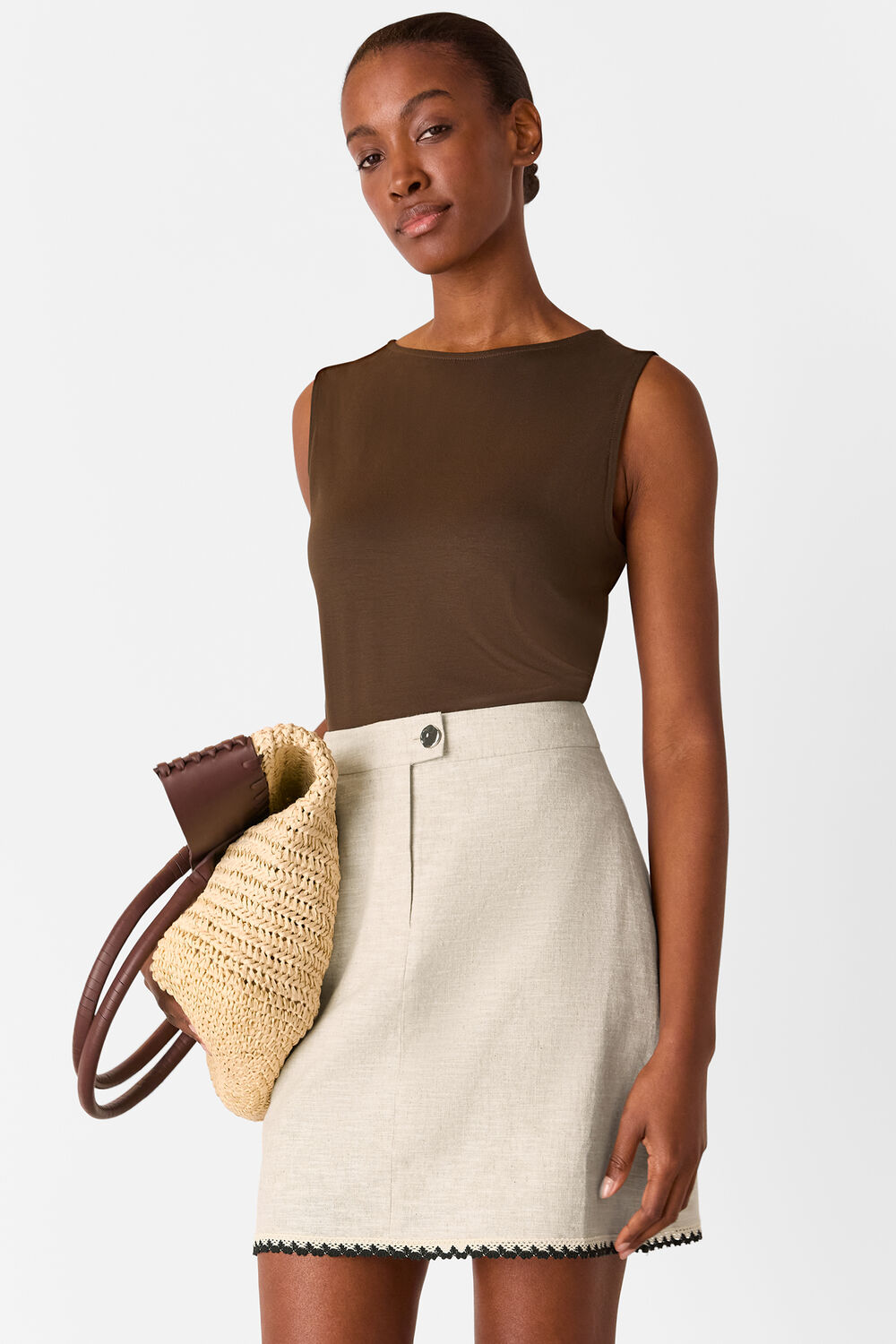 Linen Mix Mini Skirt