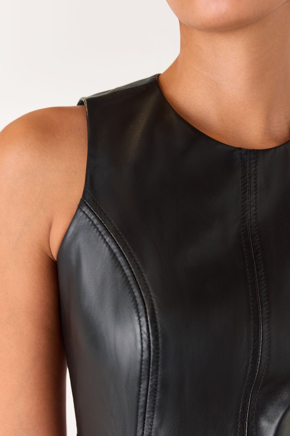 Black Leather Shift Mini Dress