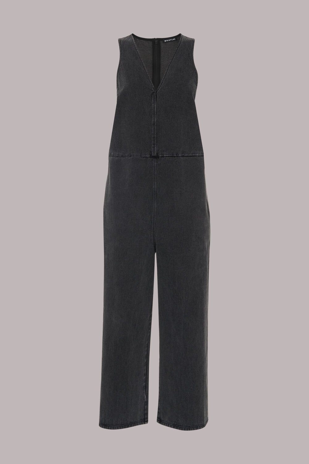 V Neck Denim Jumpsuit