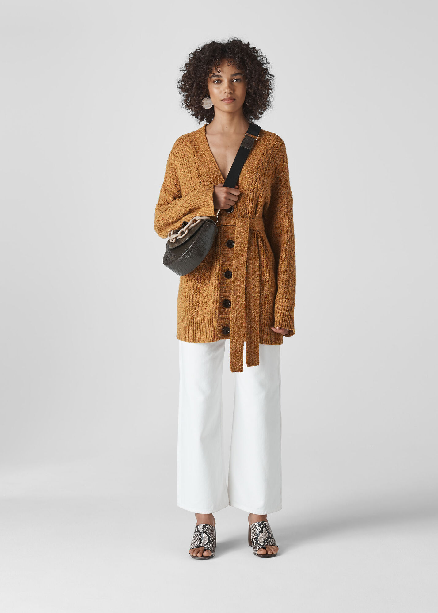 Yellow Oversized Cable Cardigan WHISTLES