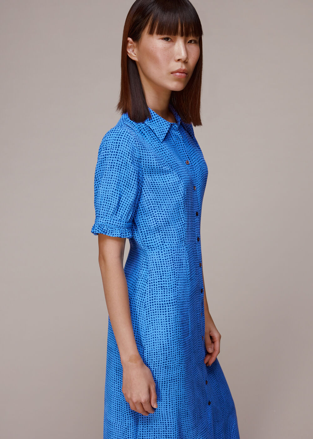 Peri Spotted Check Shirt Dress