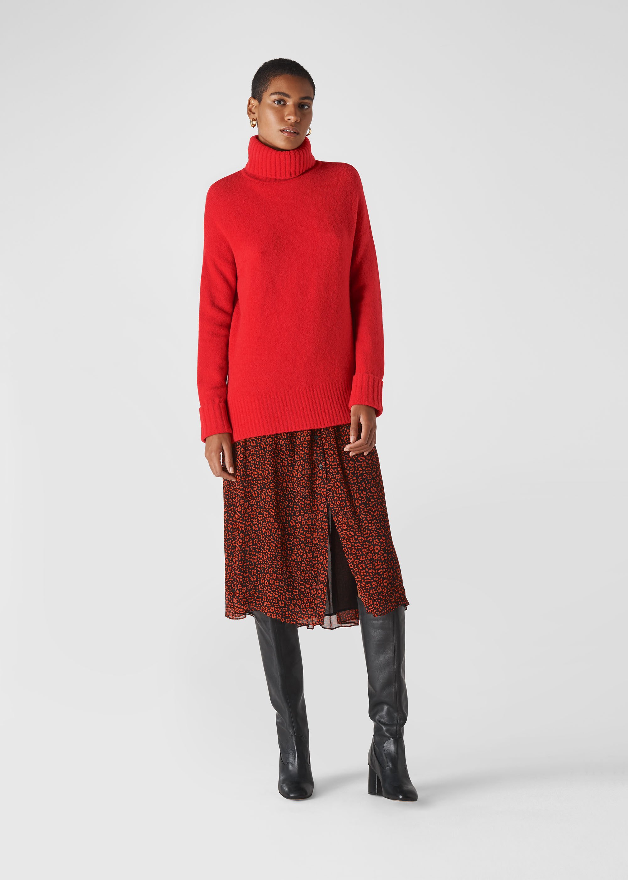 High neck red discount jumper