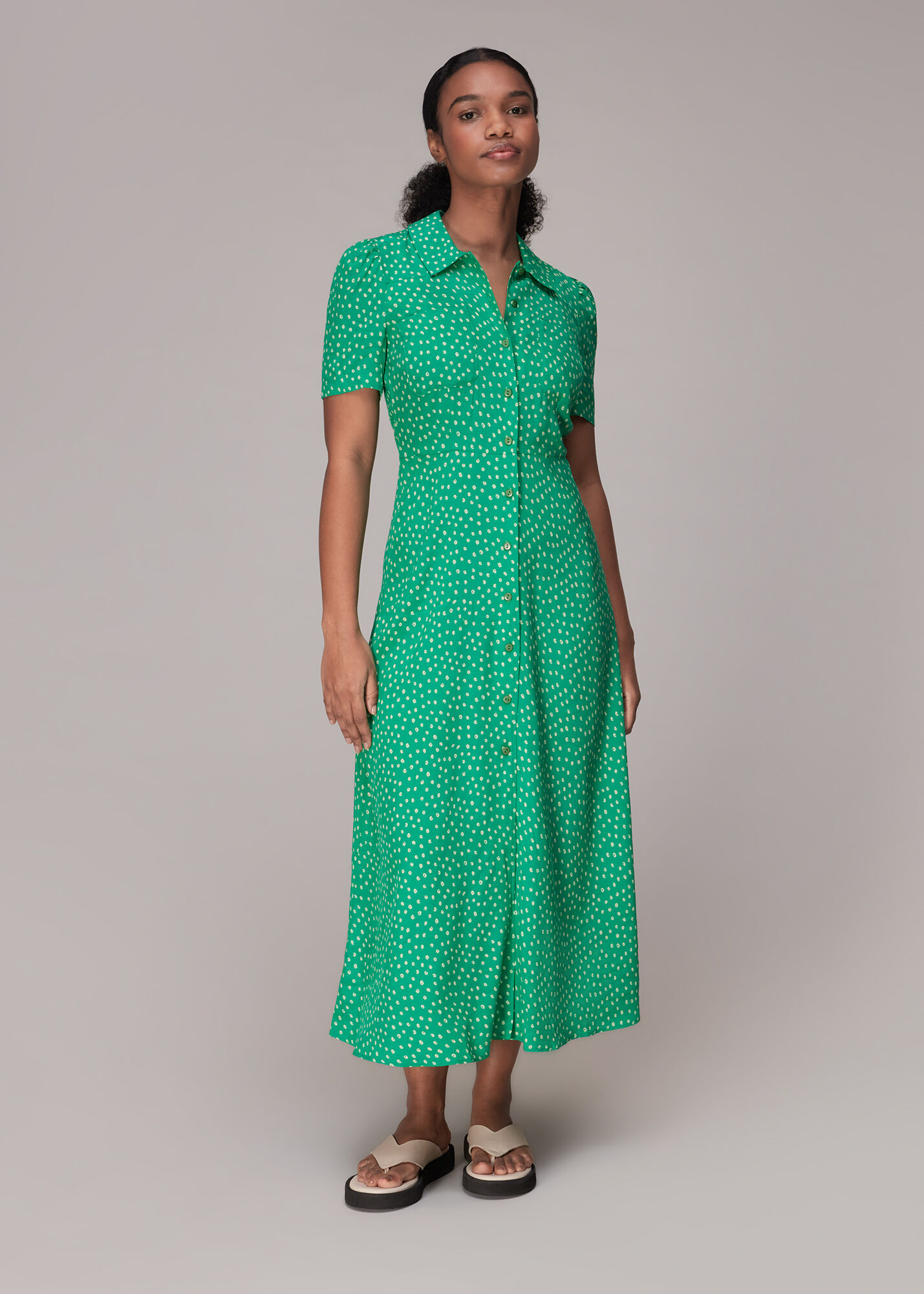 Green Multi Spot Print Robyn Shirt Dress WHISTLES