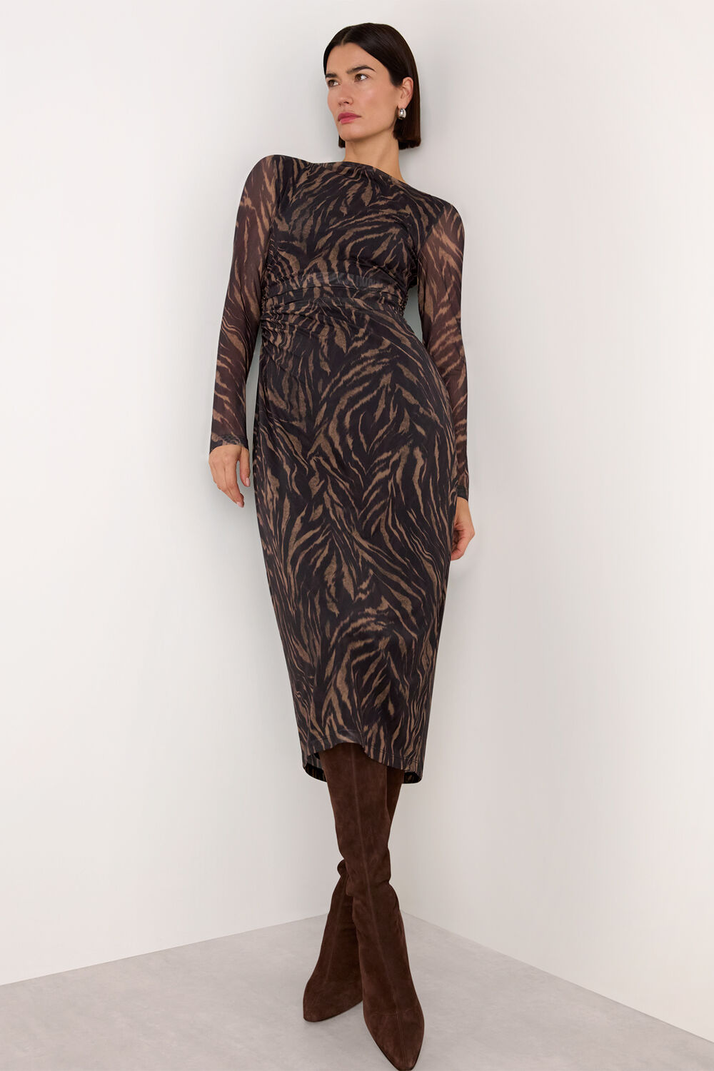Black Abstract Zebra Mesh Dress