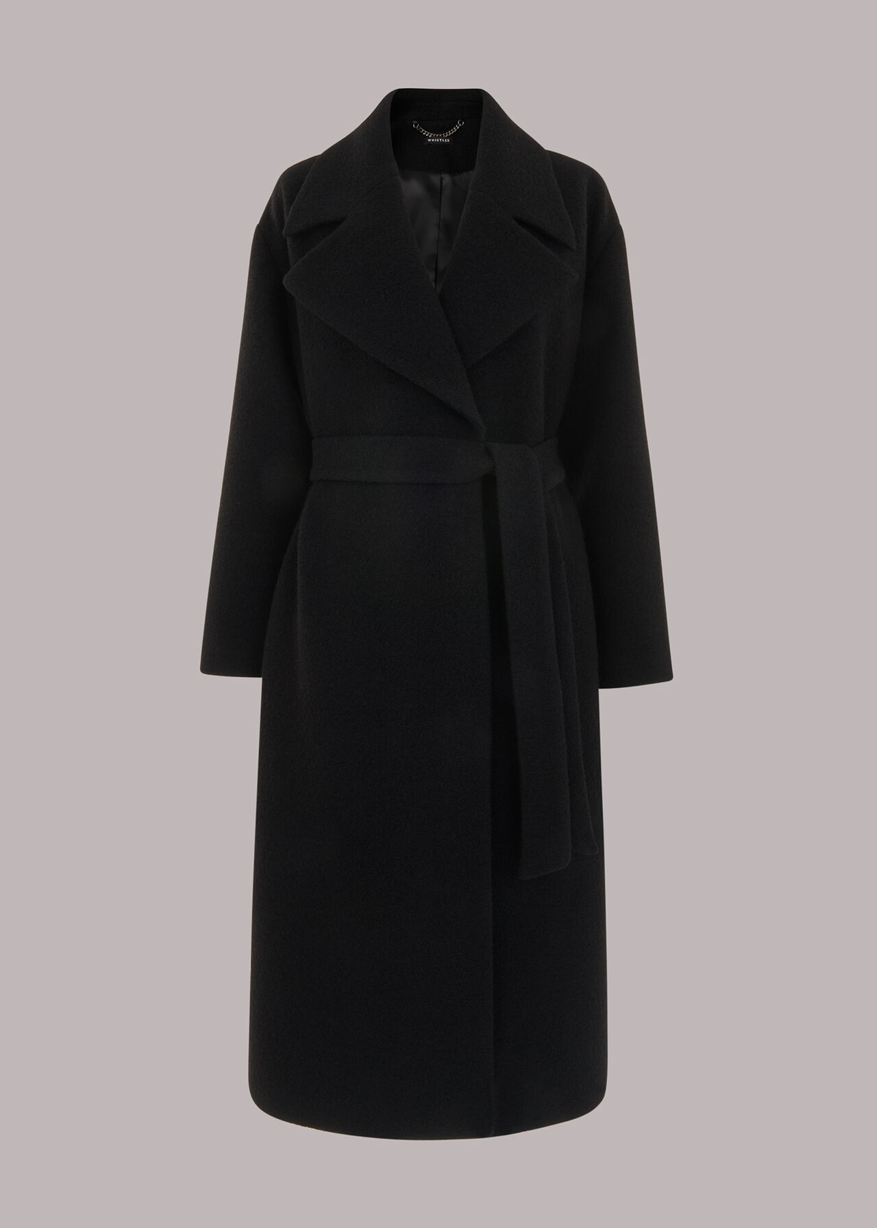 Black Lorna Wrap Wool Coat | WHISTLES