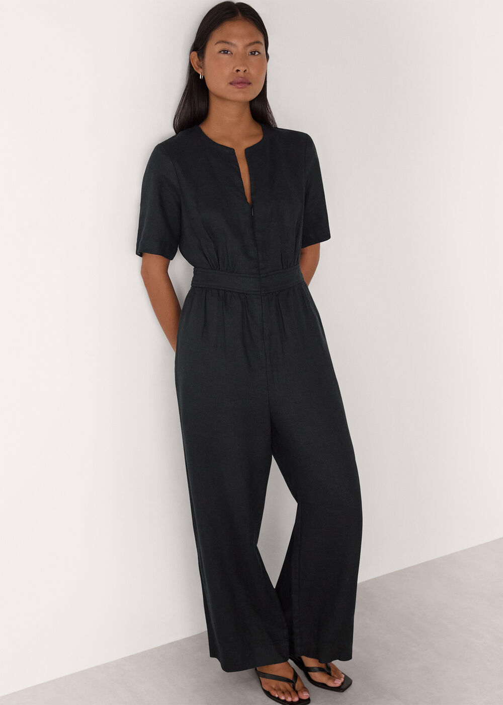 Petite Fiona Linen Button Jumpsuit