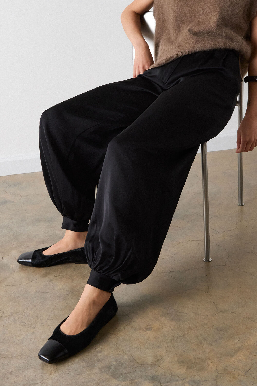 Black Petite Satin Balloon Trouser