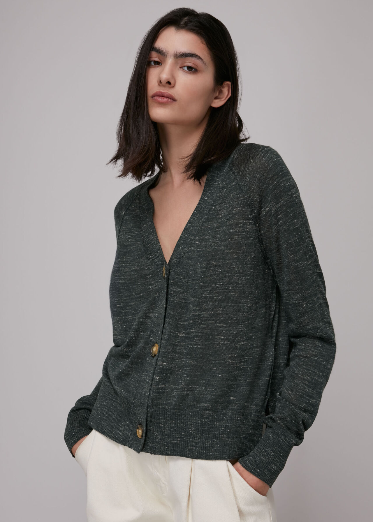 Relaxed Linen Mix Cardigan