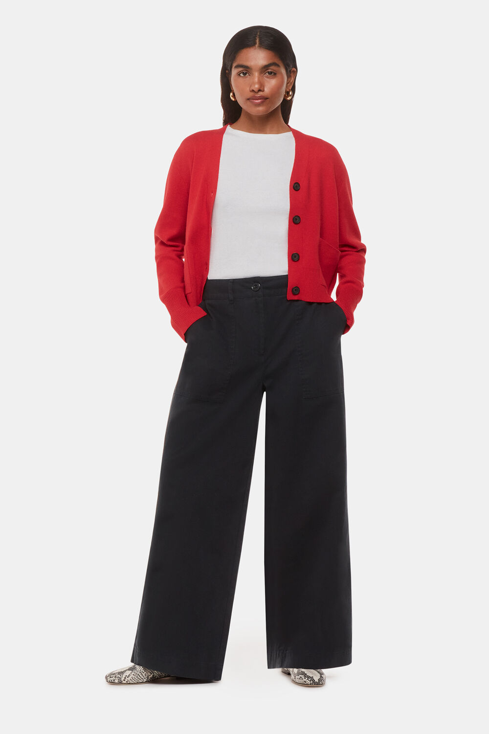 Washed Black Petite Ruth Relaxed Leg Trouser