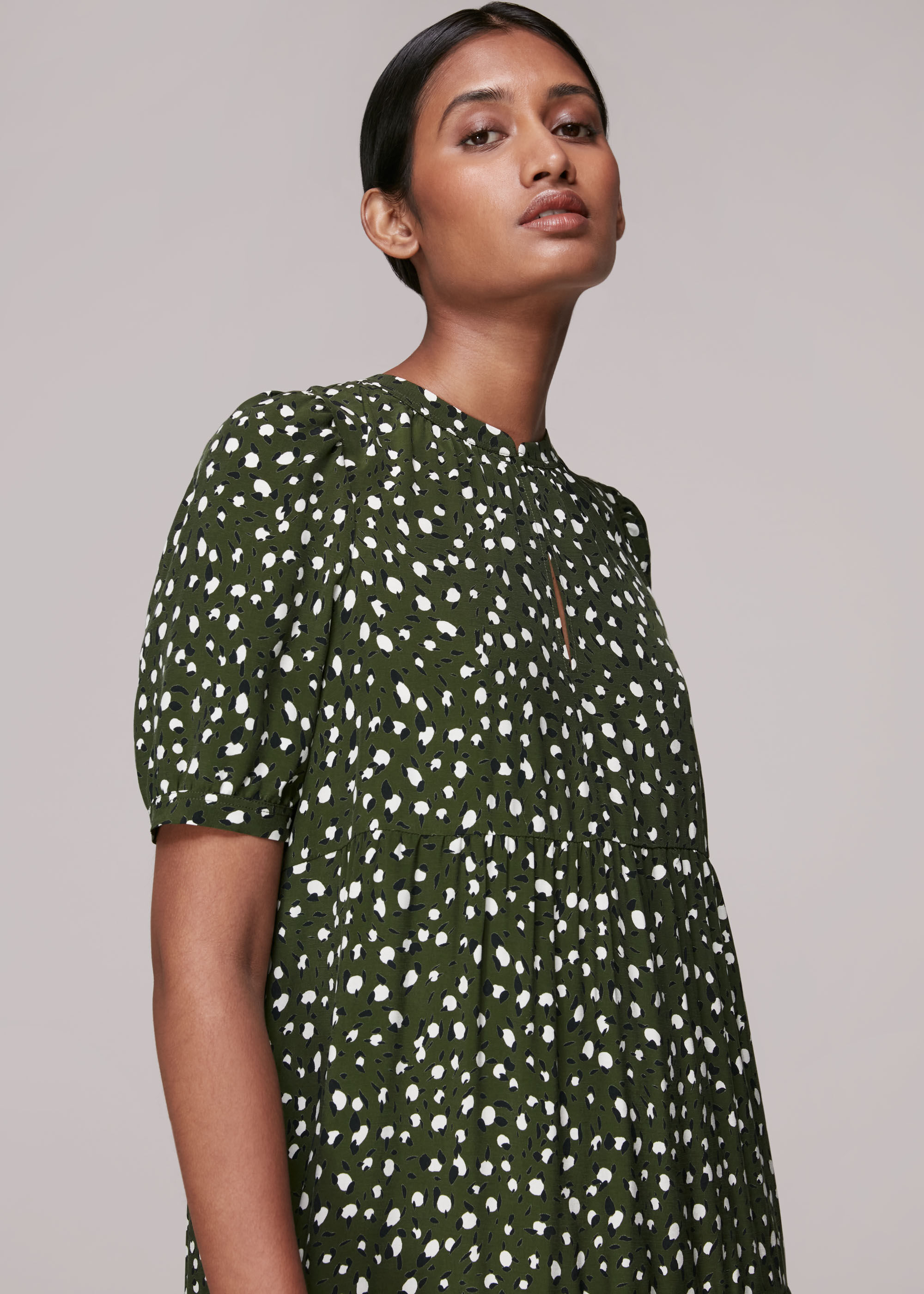 Green Multi Wild Leopard Trapeze Dress WHISTLES