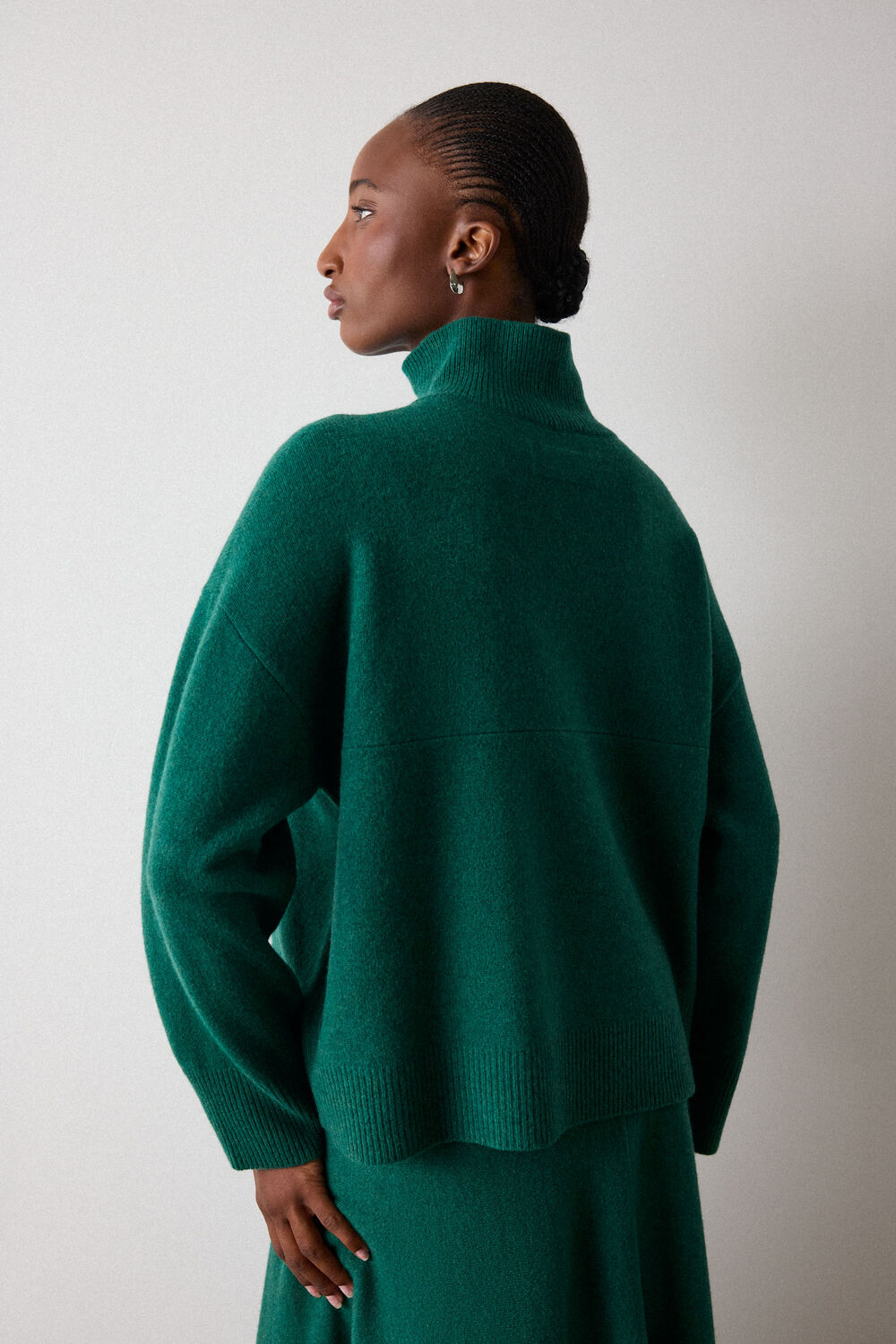 Wool Seam Detail Funnel Knit