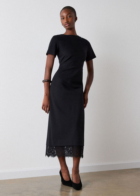 Black Ponte Detachable Lace Dress