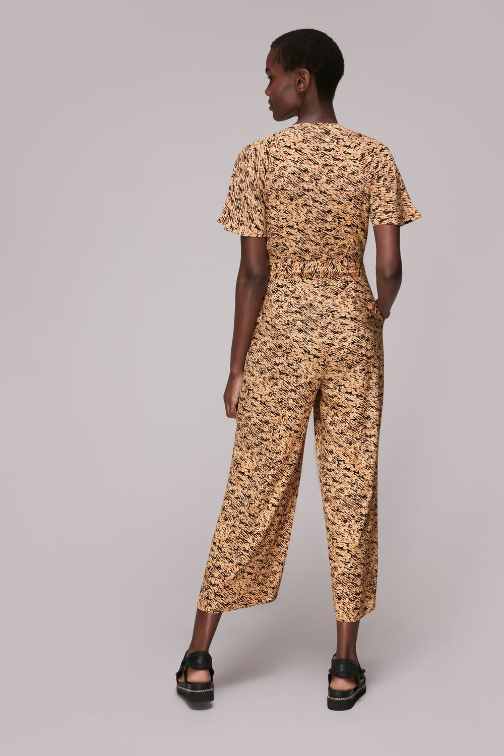 Multicolour Bark Print Tie Waist Jumpsuit