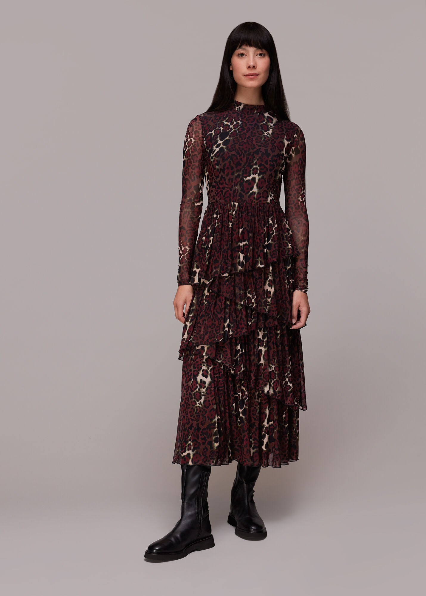 Multicolour Night Cat Tiered Mesh Dress WHISTLES