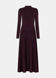 Funnel Neck Pleated Knit Dress