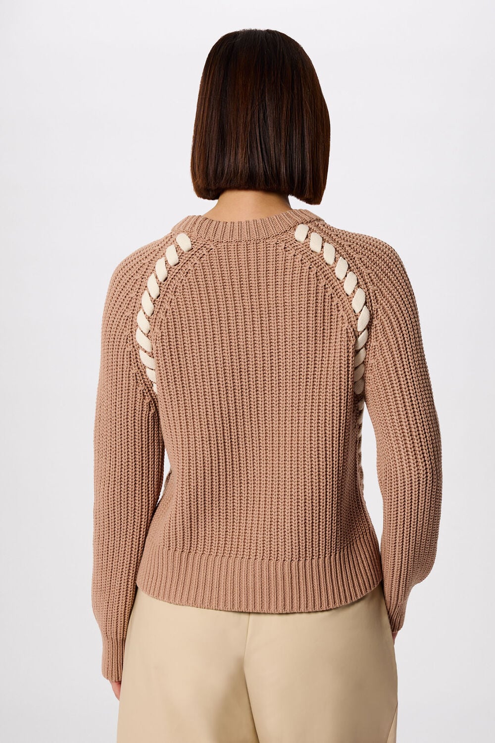 Taupe Lacing detail Crew Jumper