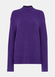 Wool Mix Rib Funnel Neck