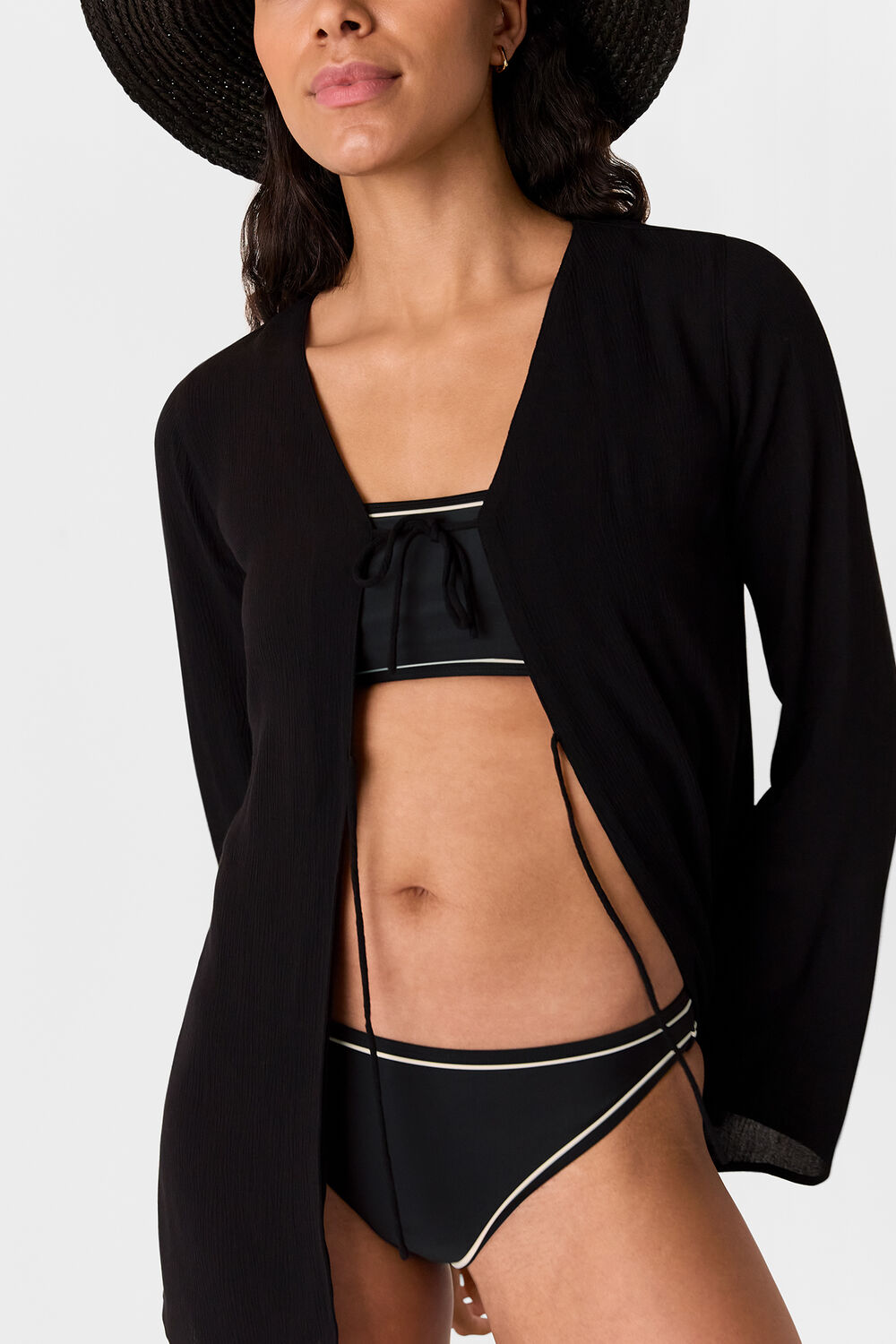 Black Piper Contrast Bikini Bottom