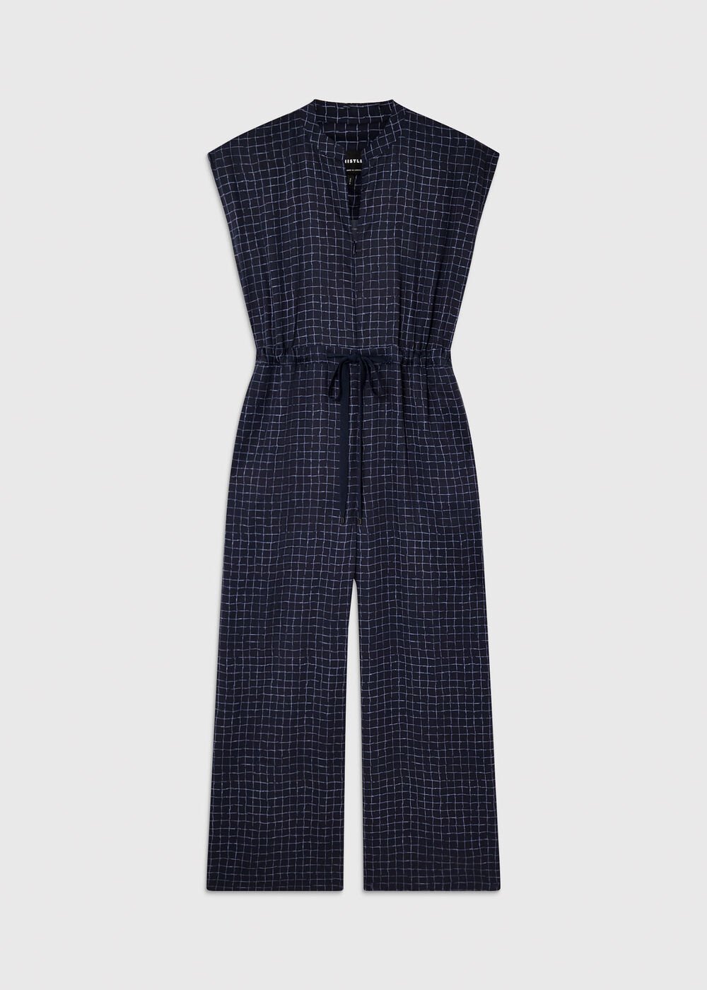 Grid Print Sleeveless Jumpsuit