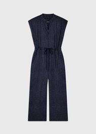 Grid Print Sleeveless Jumpsuit