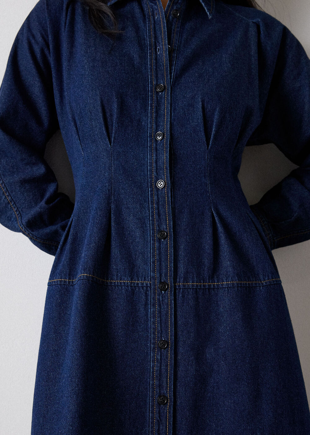 Waisted Midi Shirt Dress
