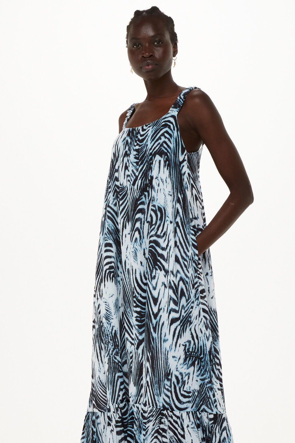 Blue Warped Tiger Rhea Dress