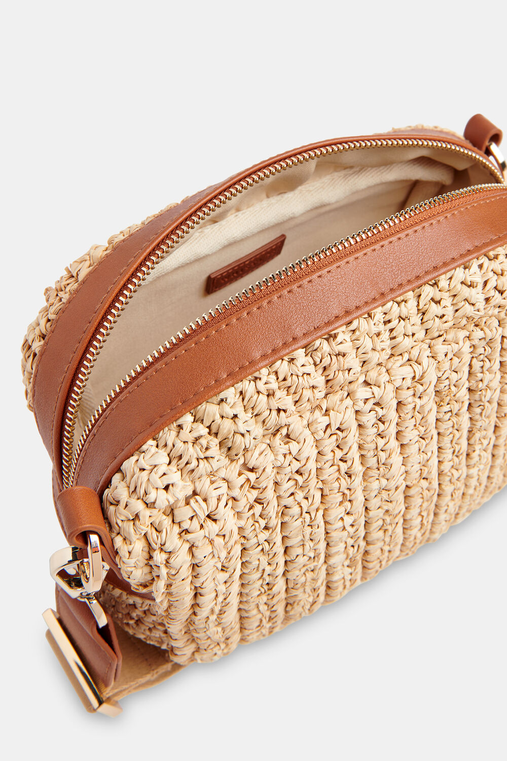 Neutral Straw Bibi Crossbody Bag