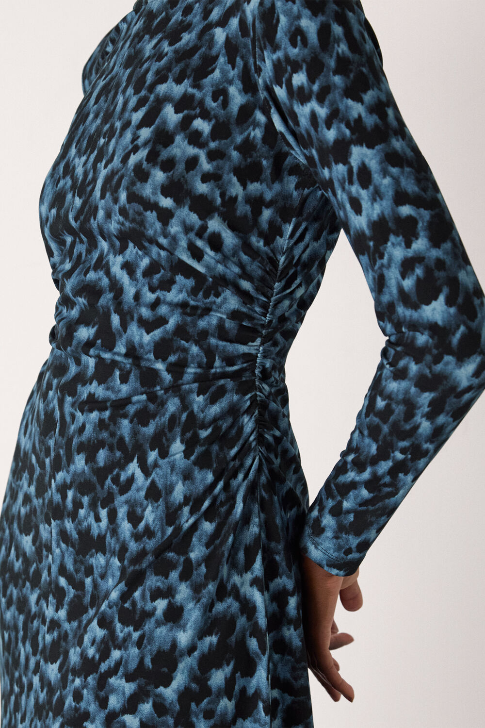 Animal Jersey Ruched Dress
