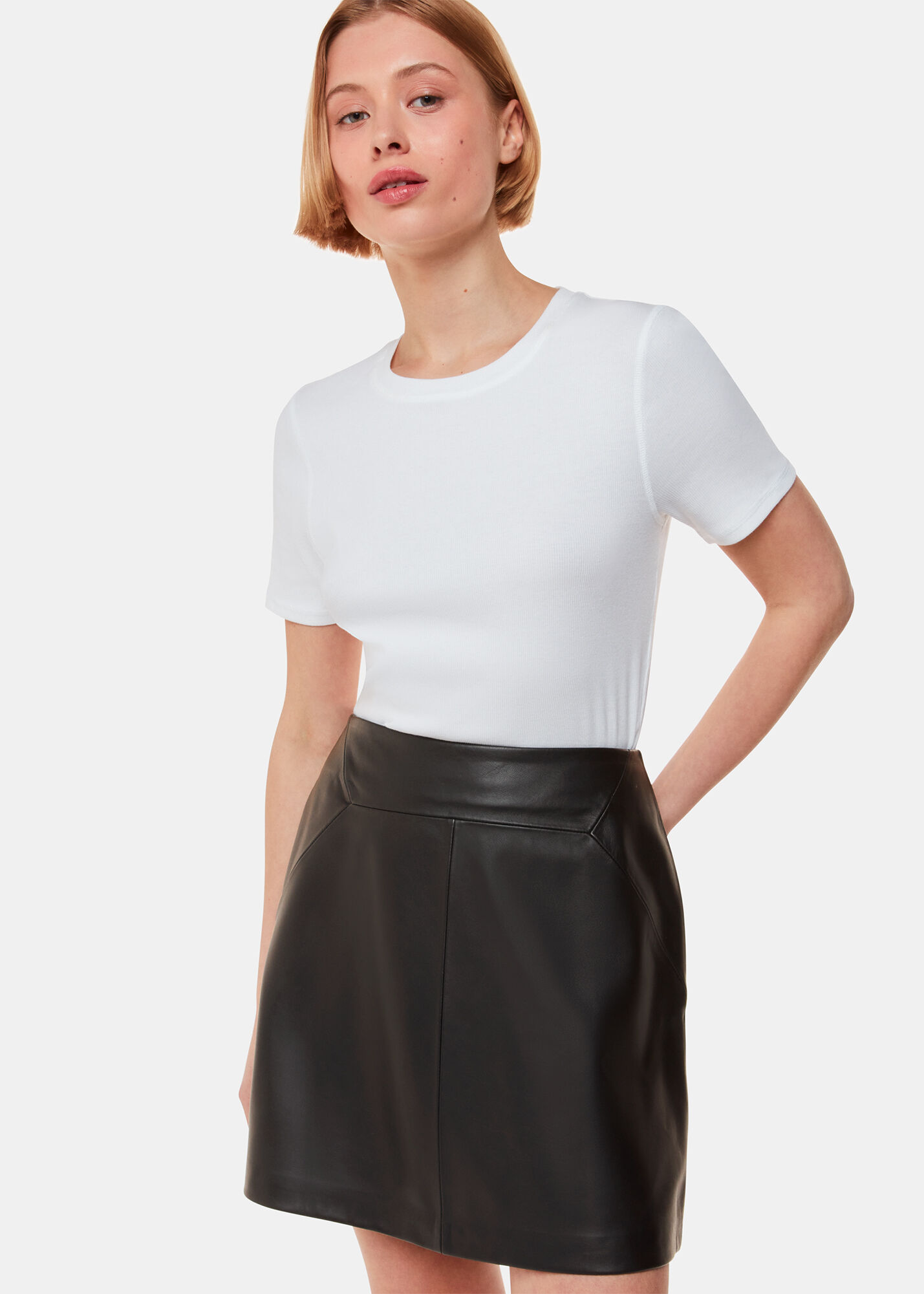 Black leather deals a line skirt