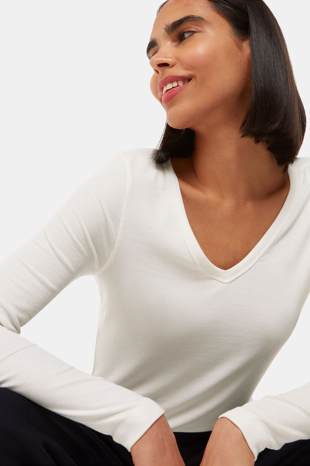 Essential Ribbed V Neck