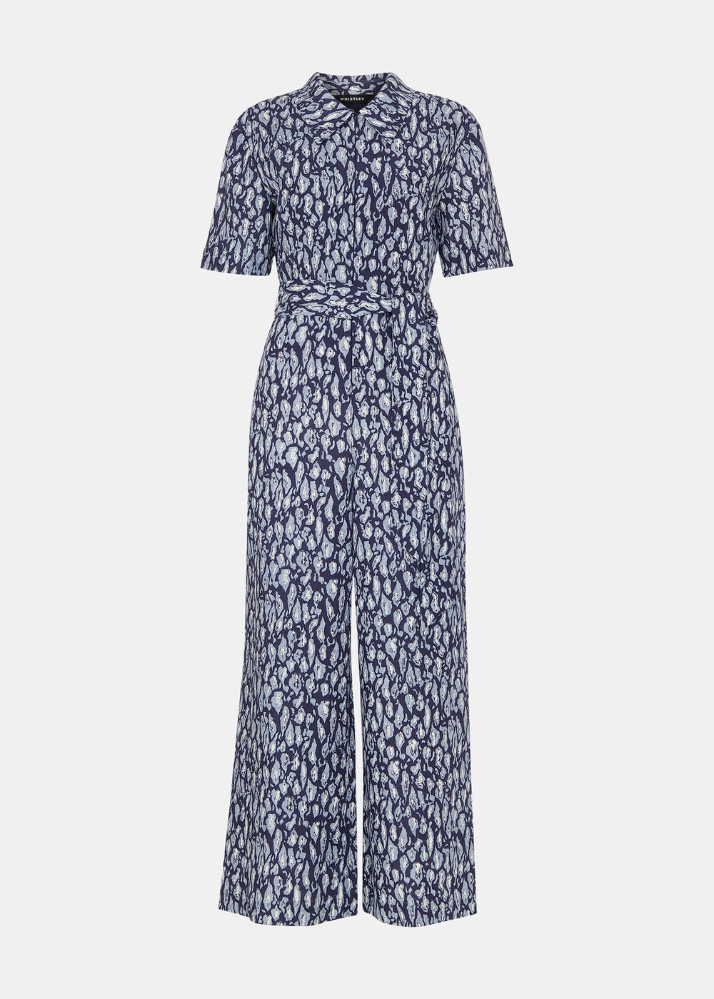 Petite Leopard Linen Blend Jumpsuit