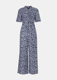 Petite Leopard Linen Blend Jumpsuit