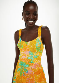 Palm Floral Carmel Dress