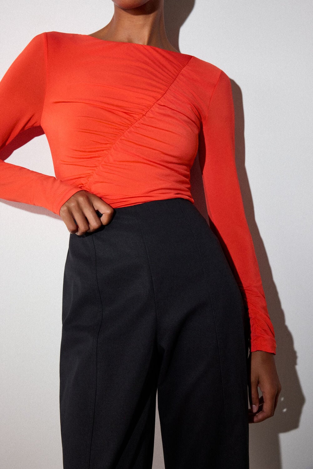 Black High Rise Kick Flare Trouser