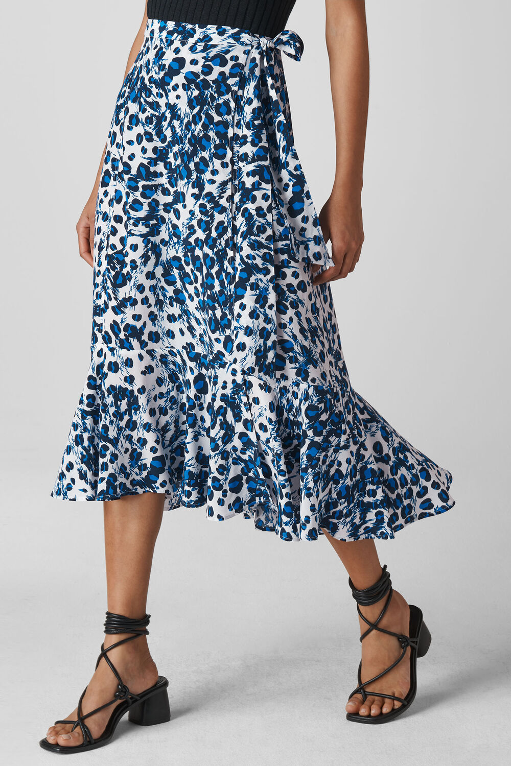 Brushed Leopard Wrap Skirt White/Multi