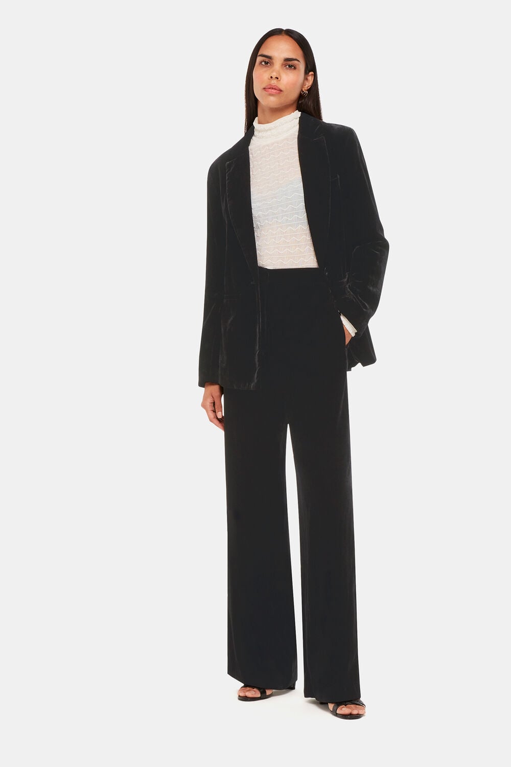 Black Full Length Velvet Pants&nbsp;