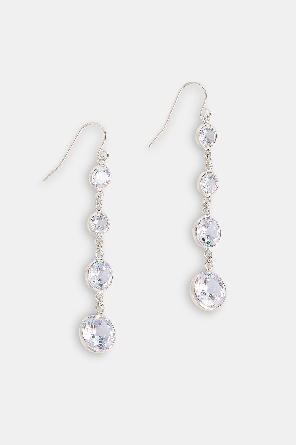 Silver Clear Gem Drop Earring