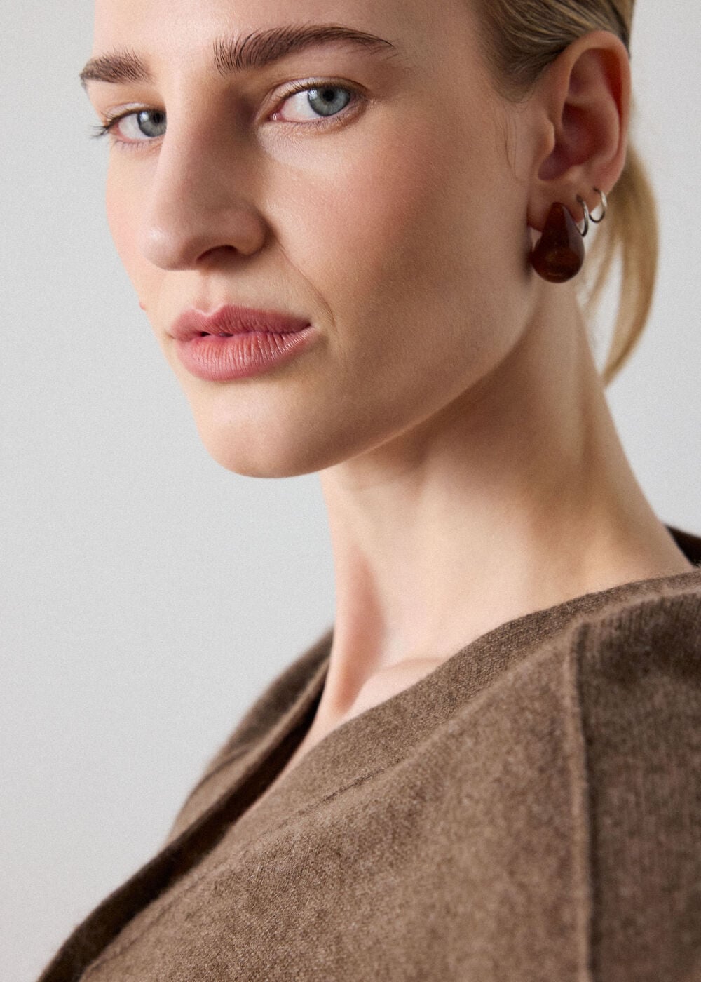 Neutral Cashmere Button Cardigan